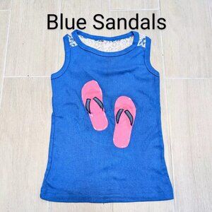 Girls Printed Cute Ribbed Cotton Blend Tank Top With Netted Back ,Soft and Comfy